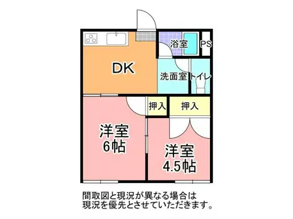 コーポ大塚(2DK/1階)の間取り写真