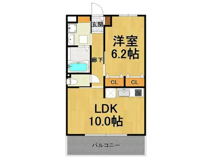 レジェンダリー甲子園浦風町(1LDK/1階)の間取り写真