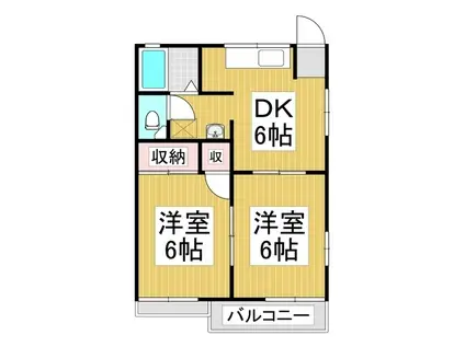 サンテラス藤原H(2DK/2階)の間取り写真