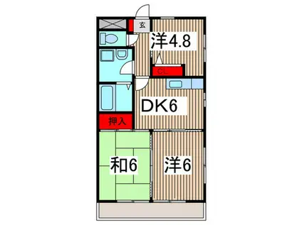 サンボウ仏子(3DK/3階)の間取り写真