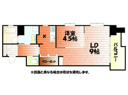 コンプレート金田(1LDK/4階)の間取り写真