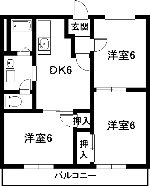 セフィラ東脇(3DK/1階)の間取り写真
