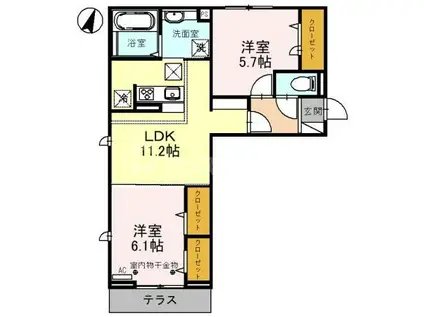 CREST吉川(2LDK/1階)の間取り写真