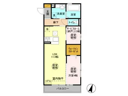 グランディール見川 A(1LDK/1階)の間取り写真