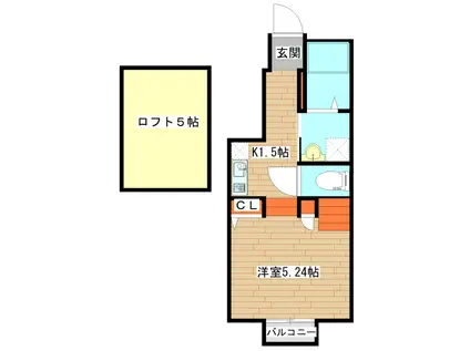 ザ・ソレイユ荒巻神明町(1K/1階)の間取り写真