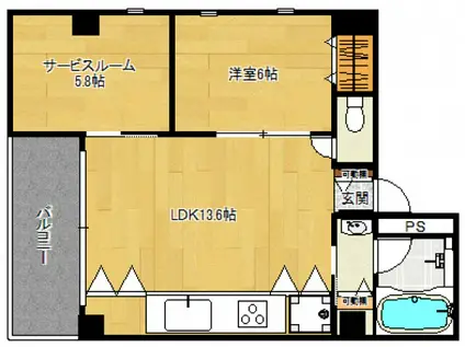 87G YOSHIJIMA AVE(1SLDK/5階)の間取り写真