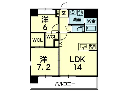 レユシール坪井(2LDK/11階)の間取り写真