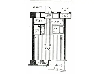 セレステ筑紫丘(1K/3階)の間取り写真