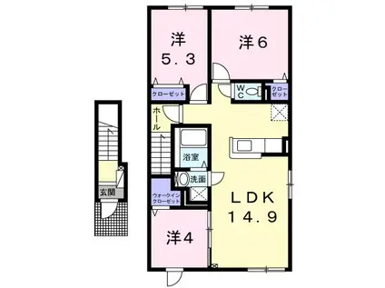 グランドキャニオン(3LDK/2階)の間取り写真
