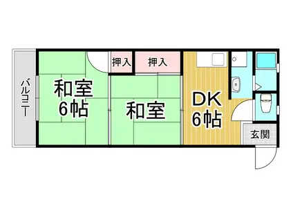 トーハイマンション(2DK/2階)の間取り写真