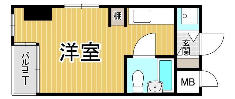 夙川羽衣町パークハイムⅡ(ワンルーム/4階)の間取り写真