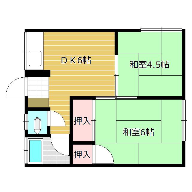 平和荘(2DK/1階)の間取り写真