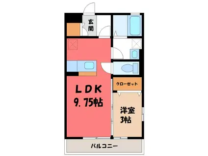 PARK I(1LDK/2階)の間取り写真