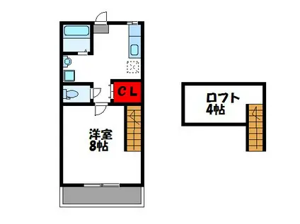 ジェニファーI(1K/2階)の間取り写真