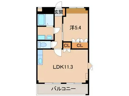 ノース・タツノ(1LDK/2階)の間取り写真