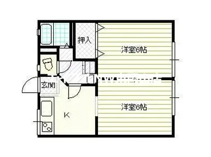 スカイハイツC(2K/2階)の間取り写真