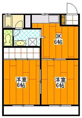 サンパレス金子(2DK/1階)の間取り写真