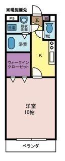 ハピネスIII(1K/2階)の間取り写真