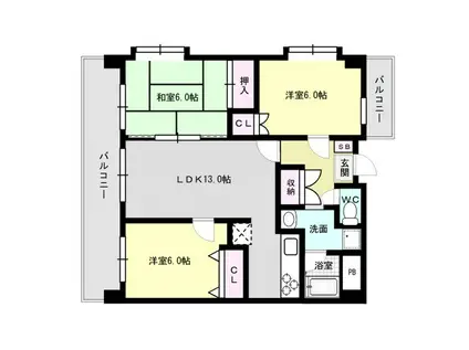 プレザント博多南(3LDK/2階)の間取り写真