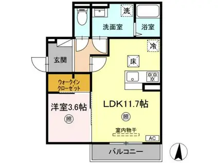 PREMILIFE須賀(1LDK/1階)の間取り写真