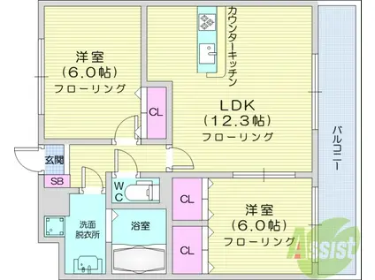 セロー明通館(2LDK/2階)の間取り写真