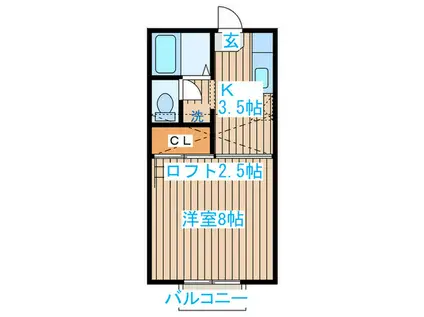 セジュール・ユキ(1K/2階)の間取り写真