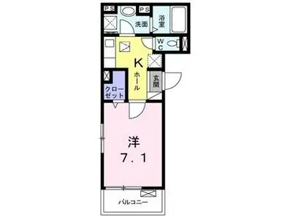 シャンテハウス中根III(1K/1階)の間取り写真