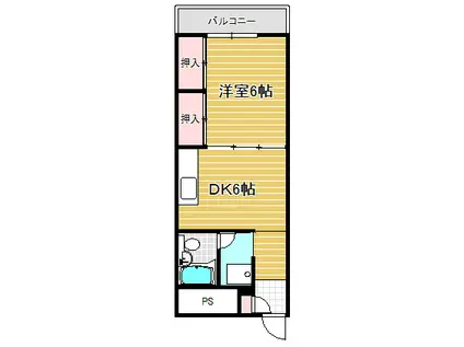 フォーシーズン連坊(1DK/3階)の間取り写真