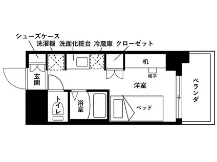 KDXレジデンス津田沼III(ワンルーム/7階)の間取り写真
