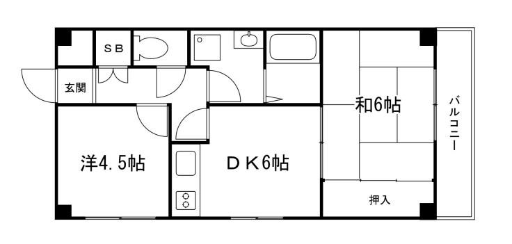 クリスタル西庄(2DK/2階)の間取り写真