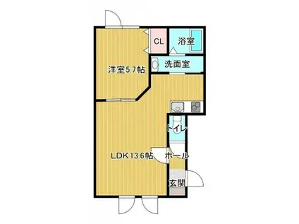 ノース COURTII(1LDK/1階)の間取り写真