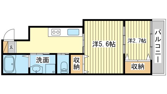 コティ網干(1DK/1階)の間取り写真