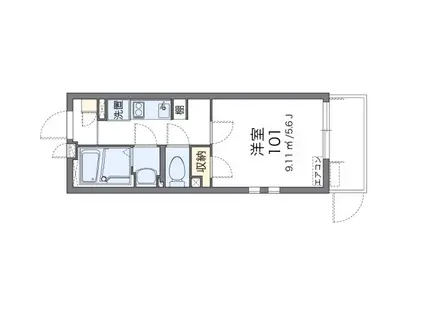 クレイノジャバ石井(1K/2階)の間取り写真