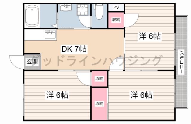 ハイツフォレスト(3DK/2階)の間取り写真