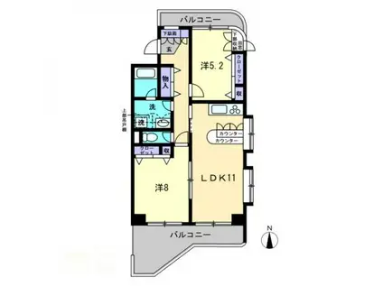 エルトンハウス(2LDK/6階)の間取り写真