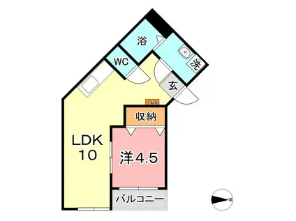 シャレーミーユ(1LDK/2階)の間取り写真