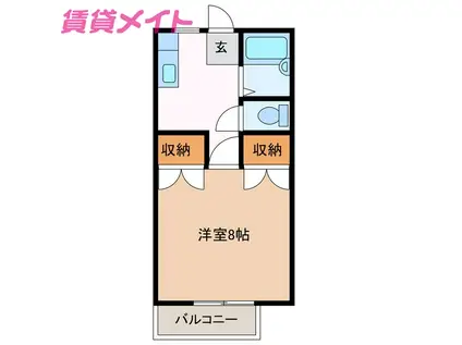 ハイツヤマハン A棟(1K/2階)の間取り写真