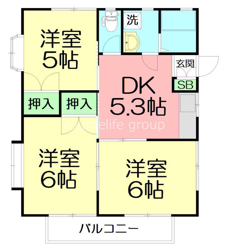 サンハイツIII(3DK/2階)の間取り写真