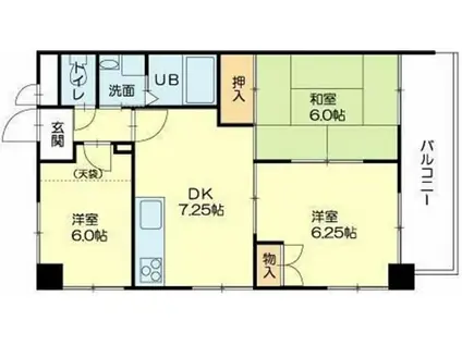 ピアイースト姫路白浜(3DK/2階)の間取り写真