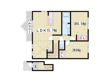 MAISON CLAIRE 1番館(2LDK/2階)の間取り写真