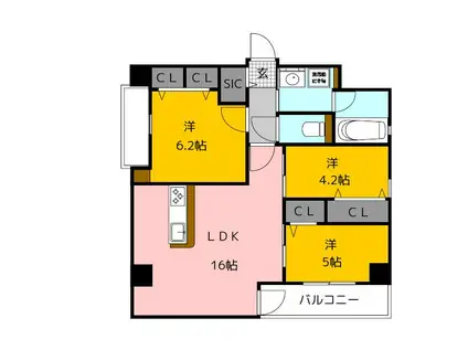MODERN PALAZZO 中洲川端 PRECIOUS COURT(3LDK/5階)の間取り写真