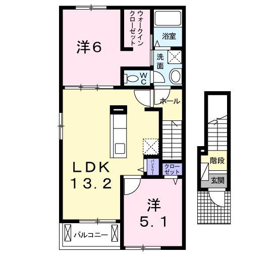 レイク C(2LDK/2階)の間取り写真