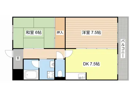 エクシブII番館(2DK/2階)の間取り写真