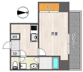 レクシア京橋DUO(1K/2階)の間取り写真