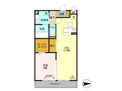 メゾン・ド・リアン(1LDK/1階)の間取り写真