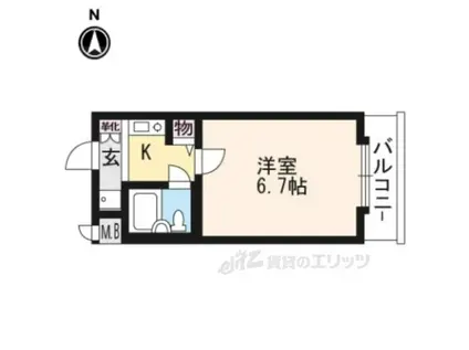 DETOM-1烏丸鞍馬口Ⅱ(1K/3階)の間取り写真