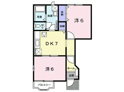 アルカサールみのり(2DK/1階)の間取り写真