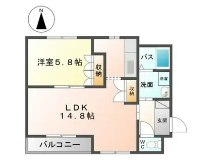 ベルジュ・シュシュ(1LDK/2階)の間取り写真