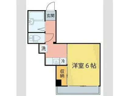 フッコウビル(1K/4階)の間取り写真