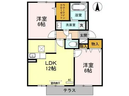 カームヒルズA(2LDK/1階)の間取り写真